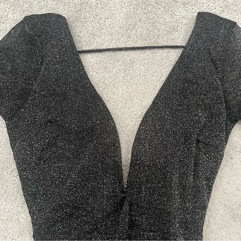 Lulus Feeling Sultry Black Sparkly Long Sleeve Backless Maxi Dress Women’s Sz S - Picture 7 of 14